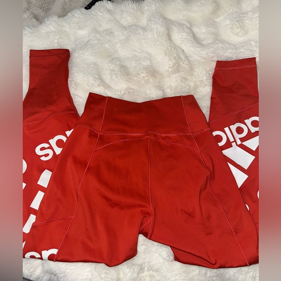 Adidas Women’s Bold Redish Orange  Leggings - Picture 2 of 4